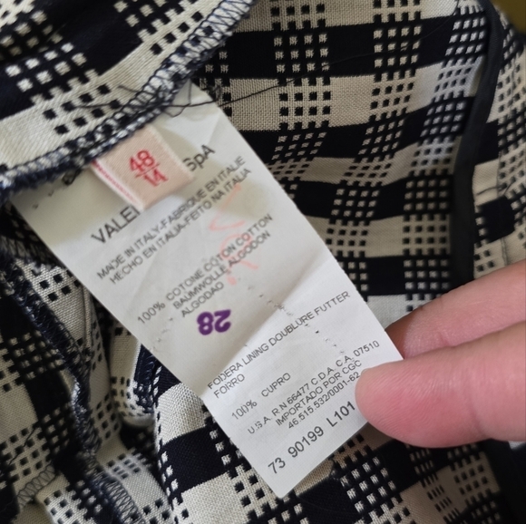 Valentino Plaid Checked Pants 48 Black White Pockets Chain Buckles Waist 12 14 - Picture 9 of 12